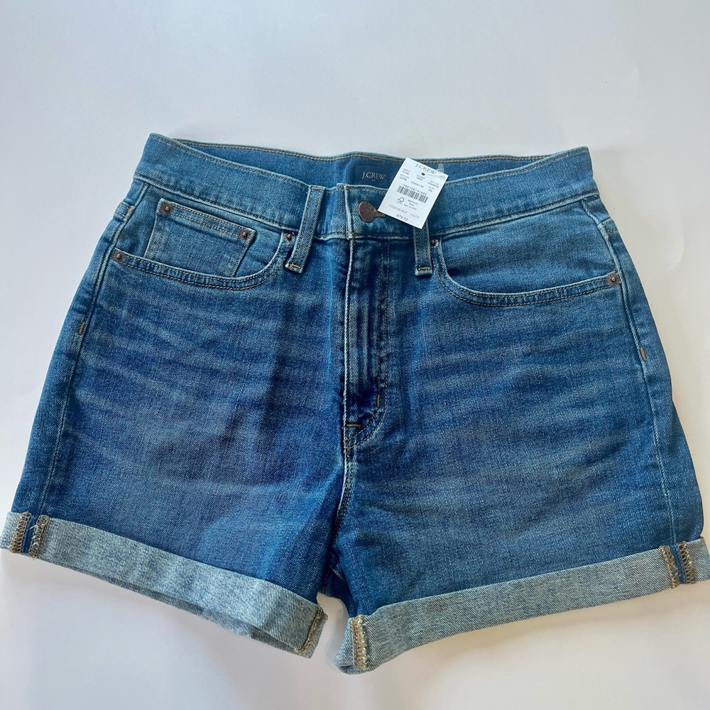 J. Crew High Rise Rolled Cuff Denim Shorts‎ Size 28 NWT Medium Wash Jean Shorts - Picture 5 of 8